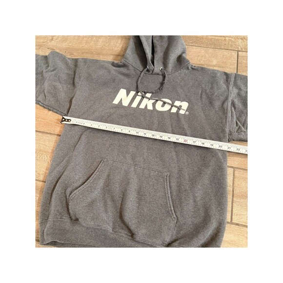 VTG Nikon Spot On Hoodie Hanes Printpro adult Medium 90s Y2K Gray LNC - Picture 7 of 8